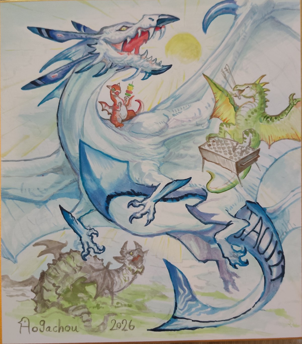 学びの合宿で購入したドラゴンの色紙(Aogachou・2026年)